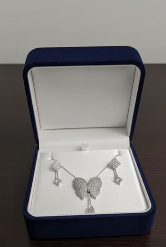 Butterfly Pendant Necklace with Earrings