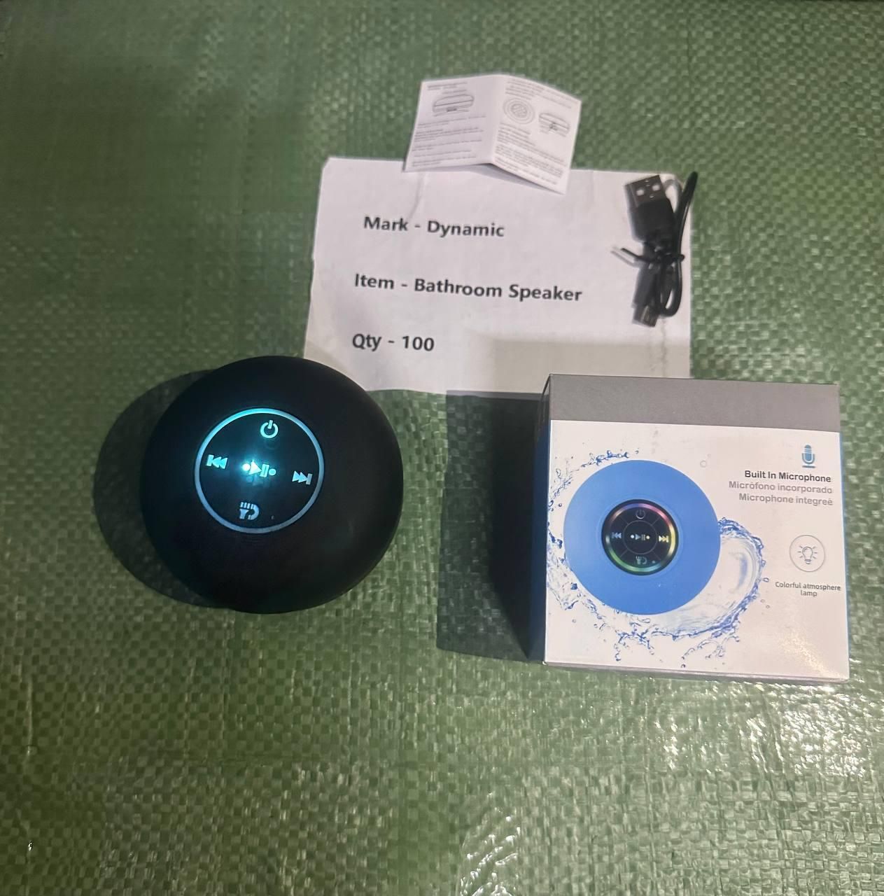 Waterproof Bluetooth Shower Speaker with LED Lights &amp; Suction Cup