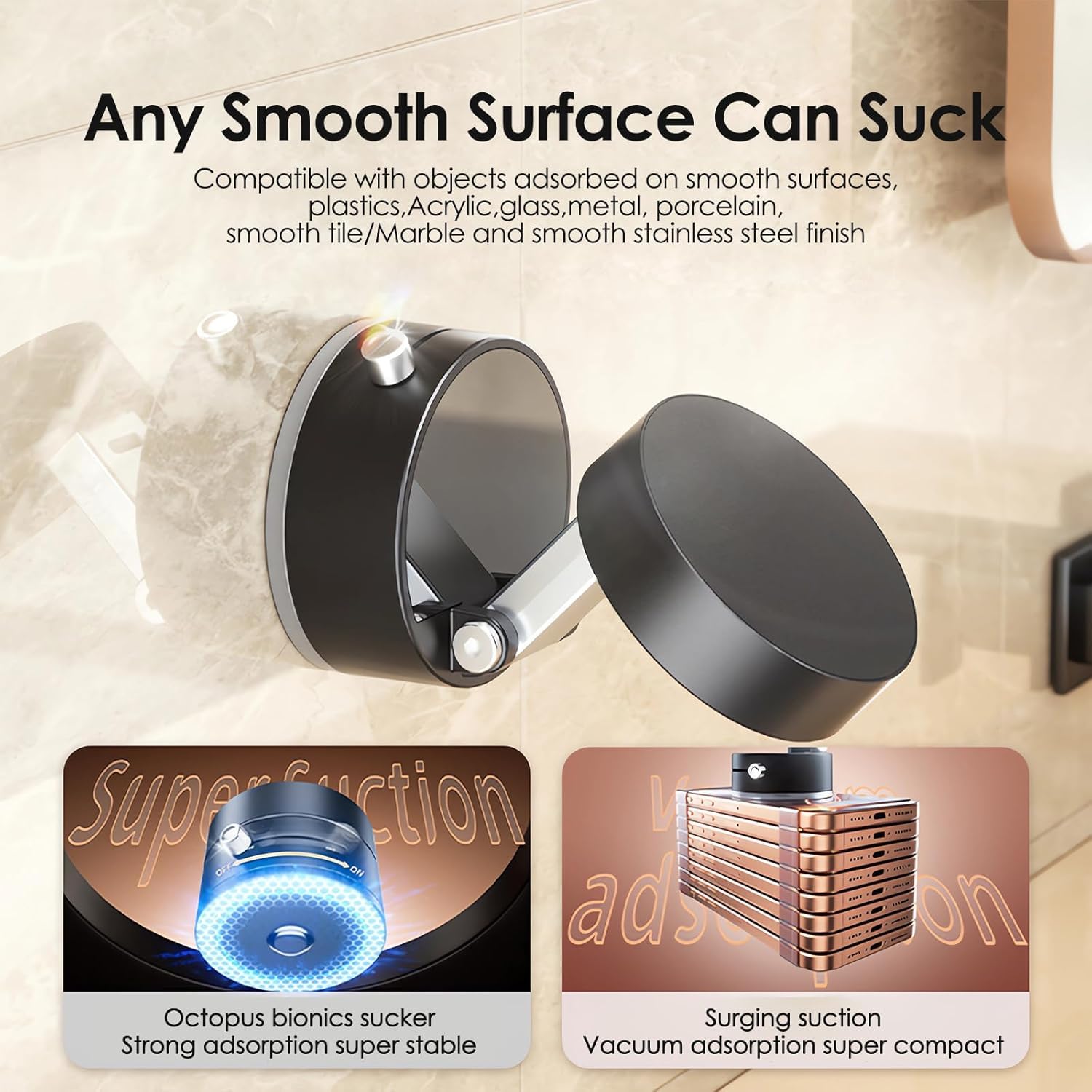 Vacuum Magnetic Suction Phone Holder, 360° Rotatable Universal Mount