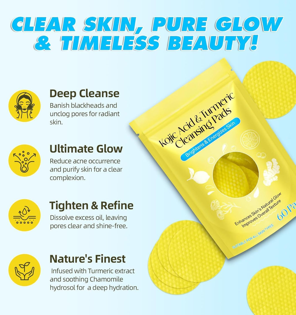 Turmeric Kojic Acid Cleansing Pads (60 Pads)