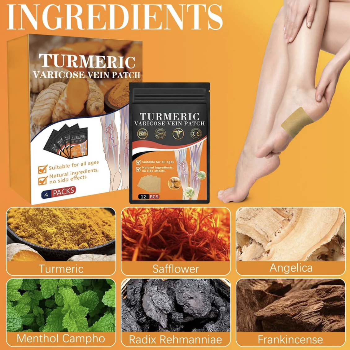 TURMERIC VERICOSE VEIN RELIEF PATCHES (10 Patches)